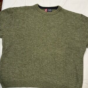 Chaps Green Crewneck Sweater with Ribbed Knit